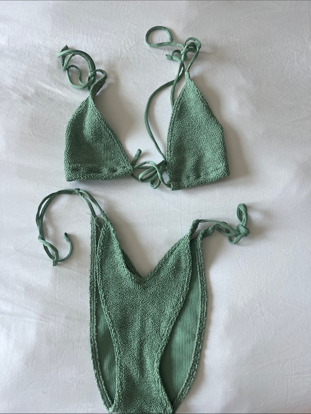 Hunza swim look alike Sage Green Tie Bikini Set one size super flattering